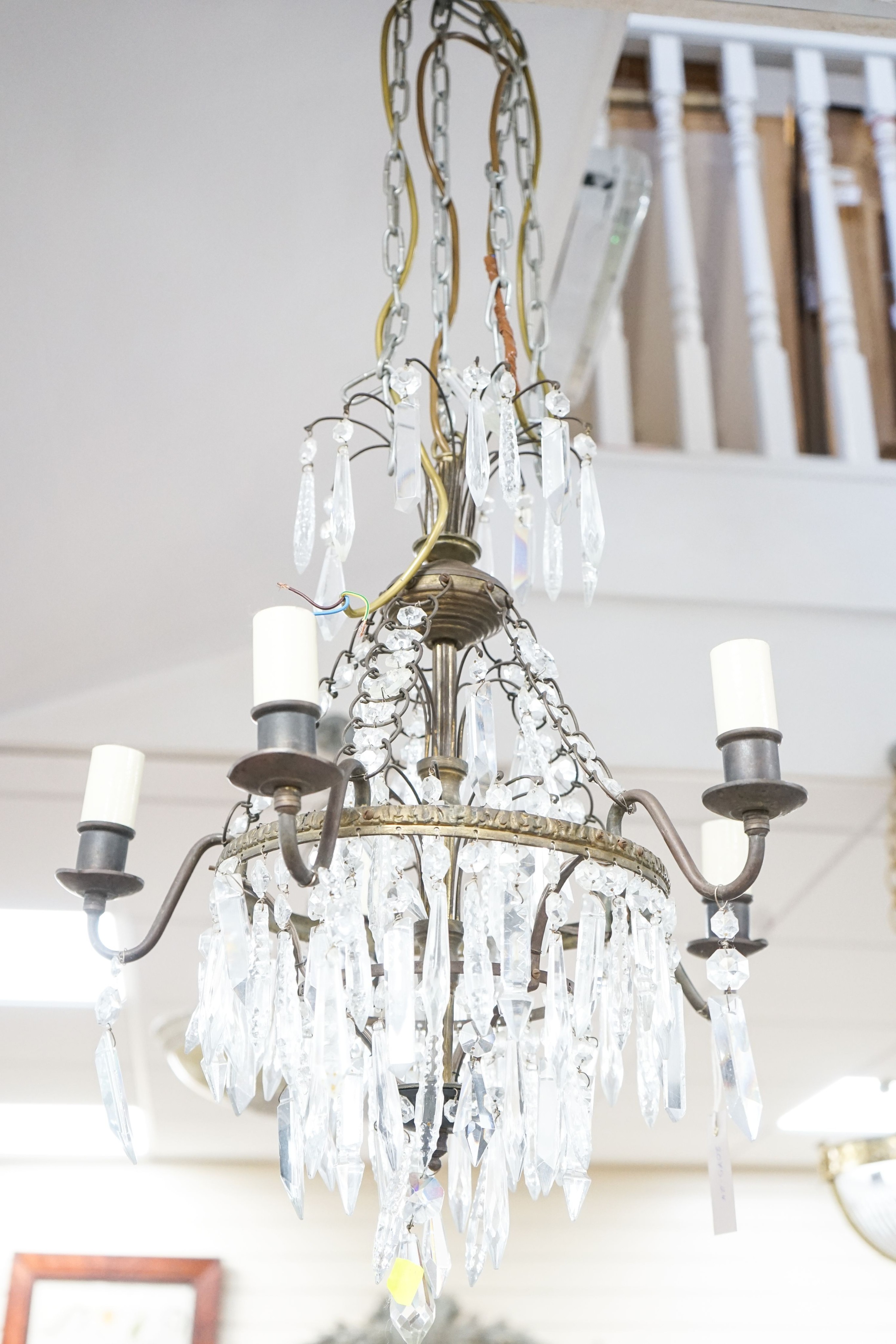A five branch chandelier, approx height 59cm